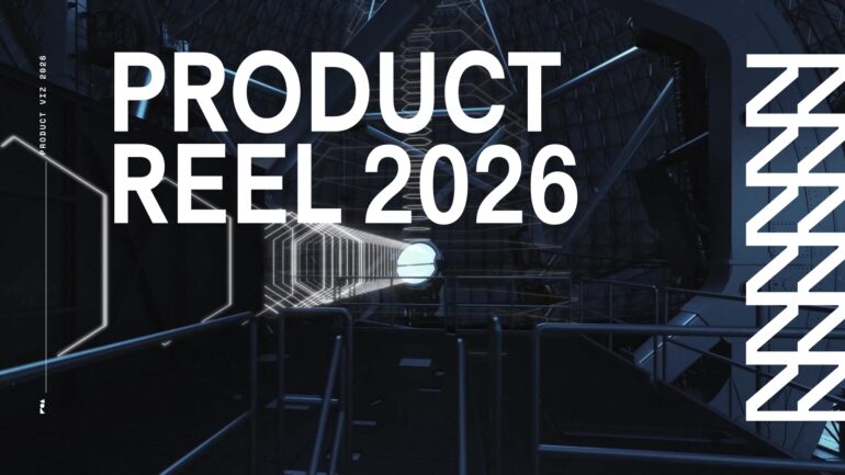 Title card for ZOA Studio's 2026 product visualization showreel, showing a telescope dome interior